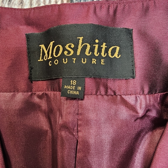 MOSHITA COUTURE 3 Piece Pink & Burgundy Ruffle Jewelled Beads Button Size 18W - Picture 14 of 16